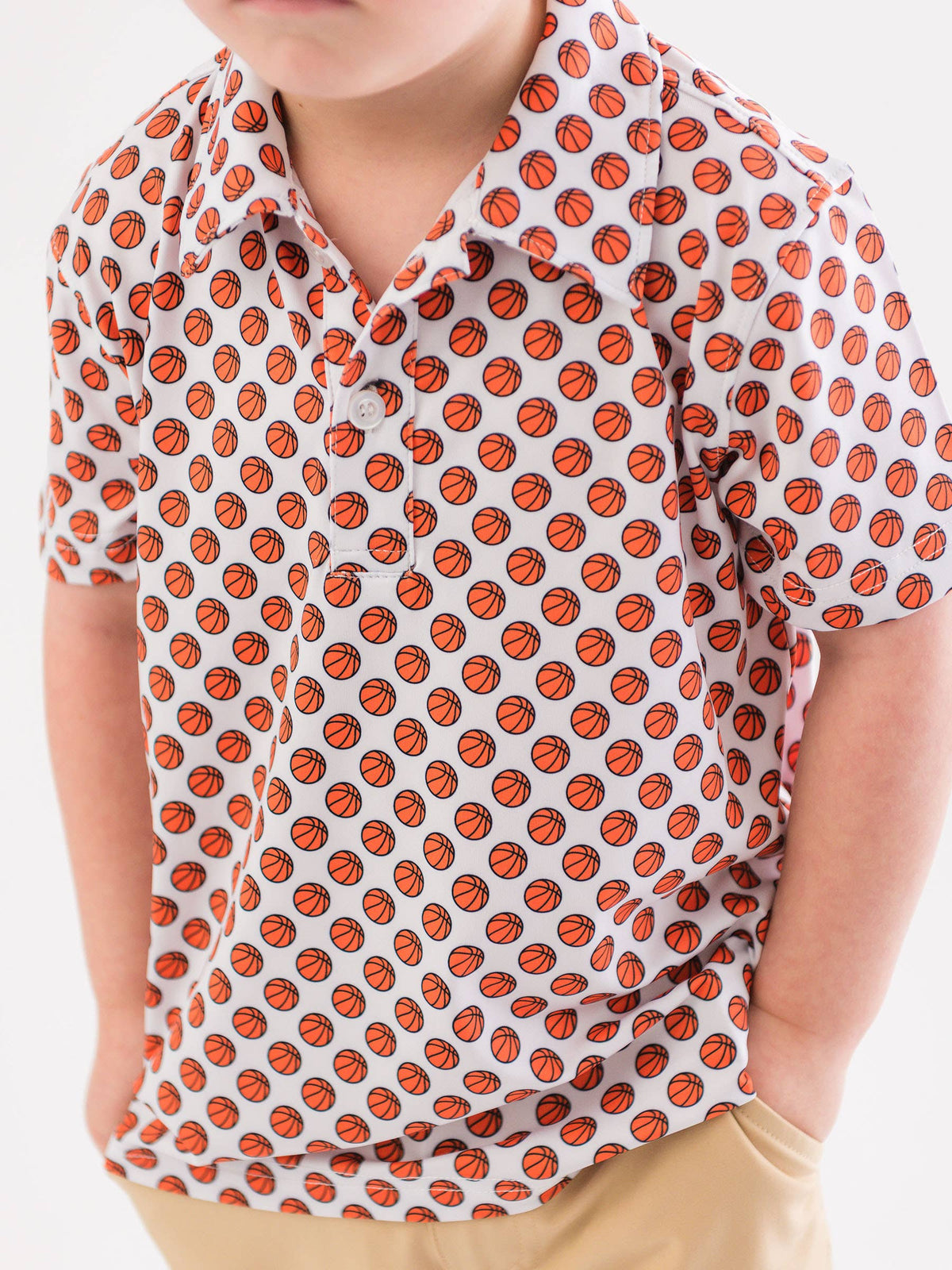 Boys Basketball Madness Knit Short Sleeve Performance Polo: Orange