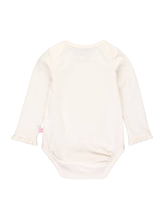 Baby Girls Ivory Knit Long Sleeve Ruffle Bodysuit